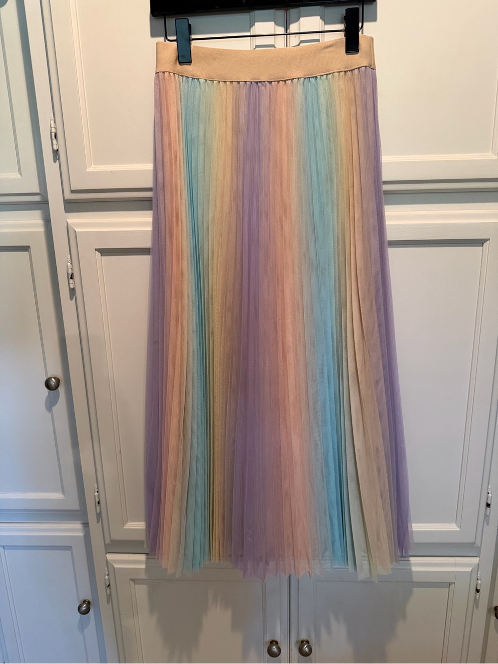 Pastel Pleated Midi Tulle Skirt - Multicolor